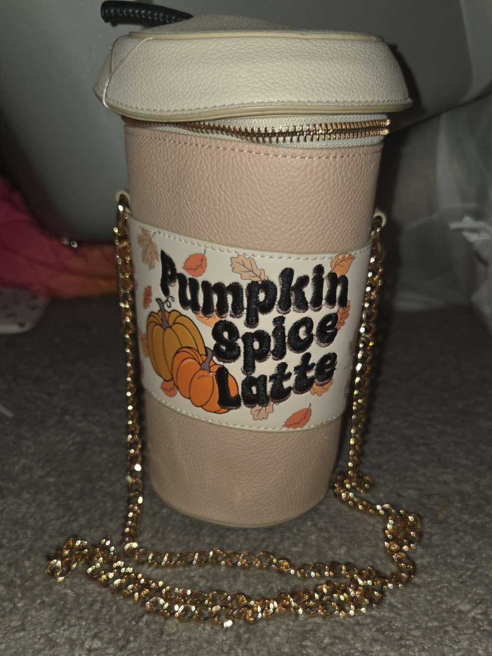 Pumpkin Spice Latte Mini Crossbody Bag - Cream & Blush